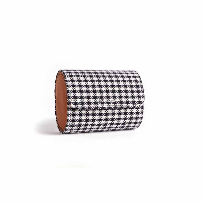 TRAVEL WATCH CASE — HOUNDSTOOTH PEPITA, 2 WATCH