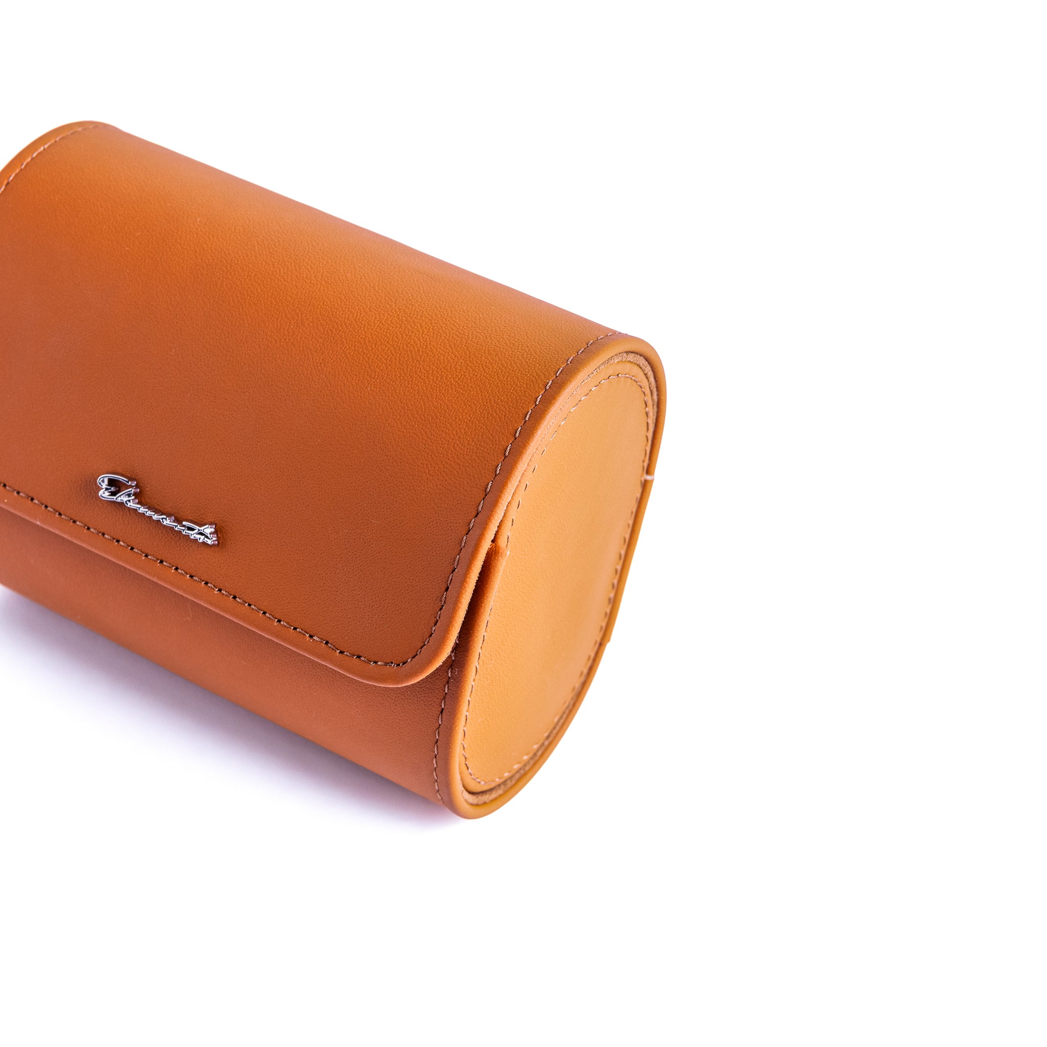 TRAVEL WATCH CASE — TAN NAPPA, 2 WATCHES