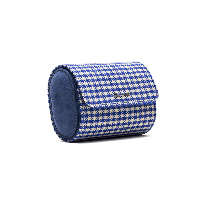 TRAVEL WATCH CASE — BLUE PEPITA, 2 WATCHES
