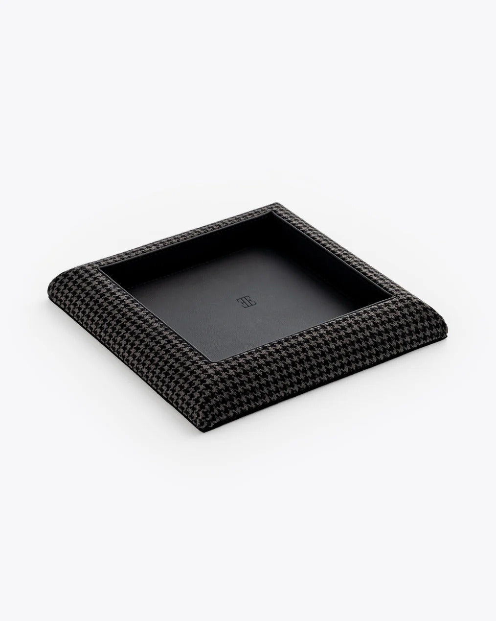Valet tray in Nero Pepita with Nero Alcantara