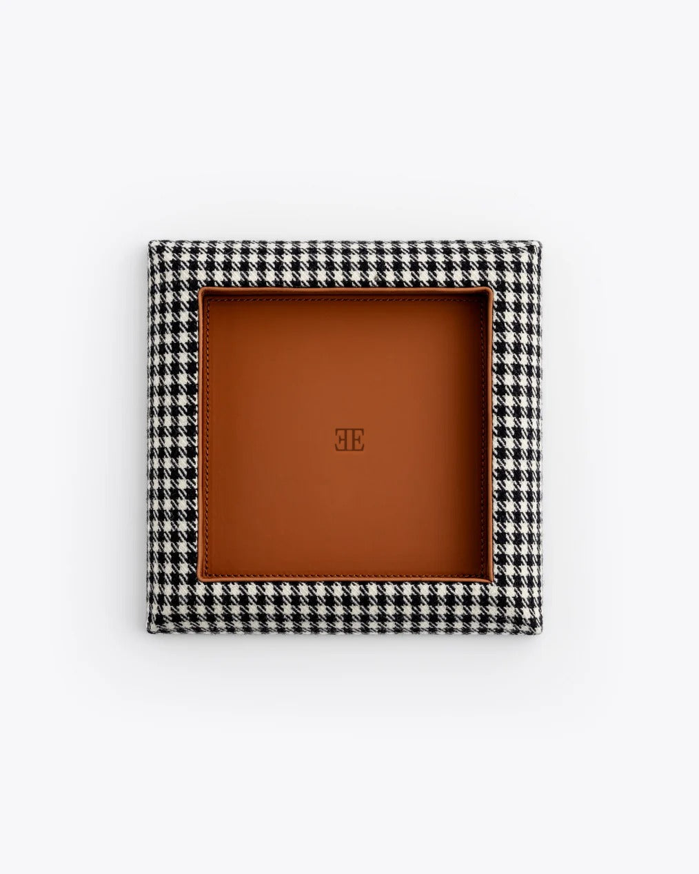 BLACK/WHITE PEPITA WITH COGNAC ALCANTARA TRAY