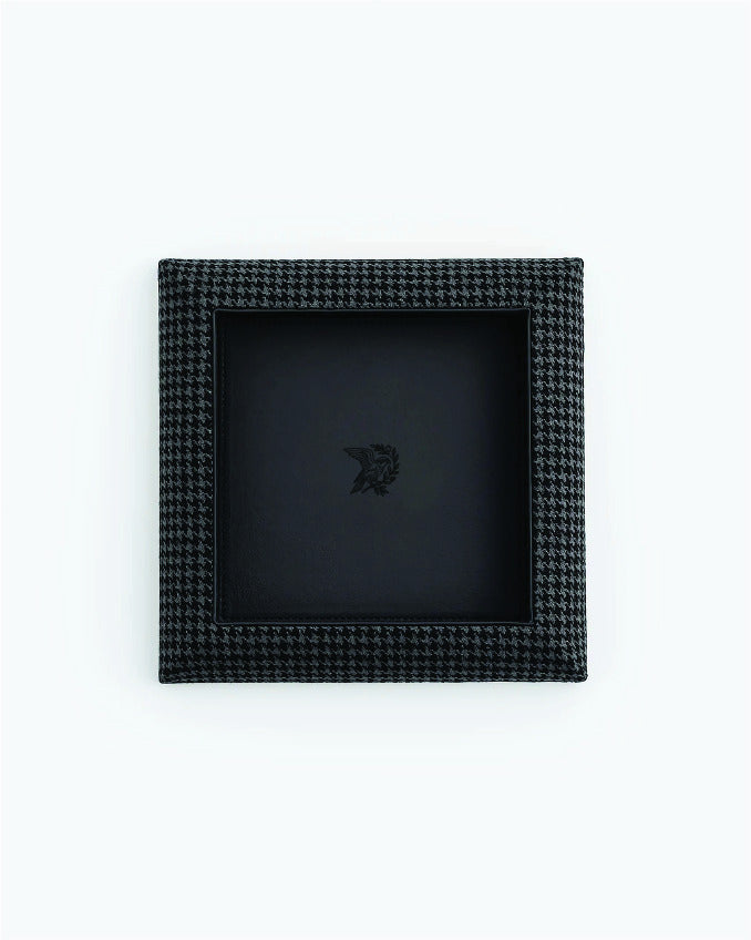 Catch Tray in tonal black houndstooth with Nero leather lining