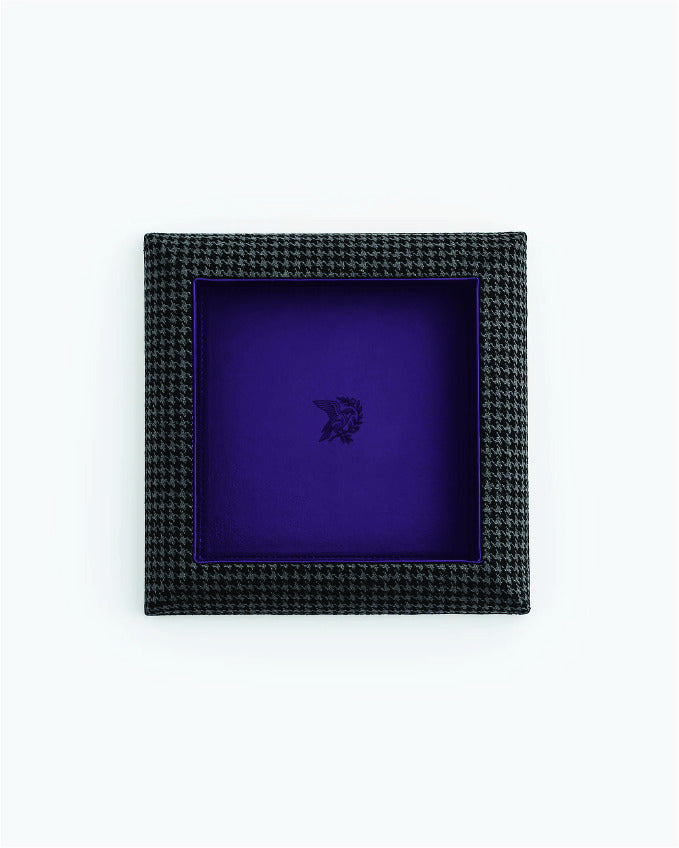 Catch Tray in tonal black houndstooth with Violet leather lining