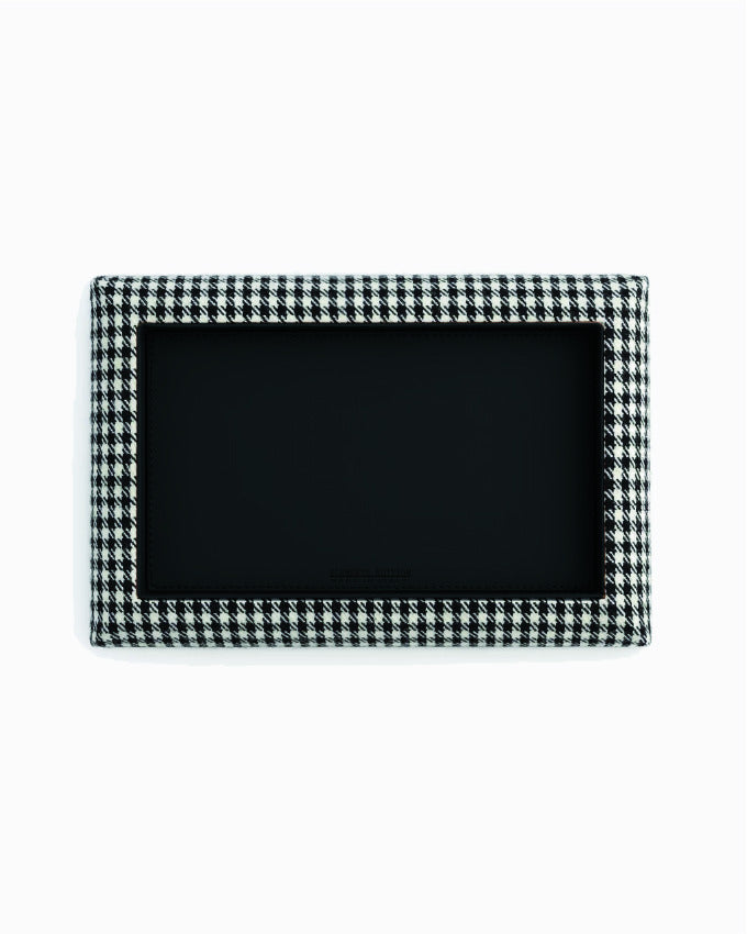 Catch Tray XL in black and white Pepita with Nero leather lining