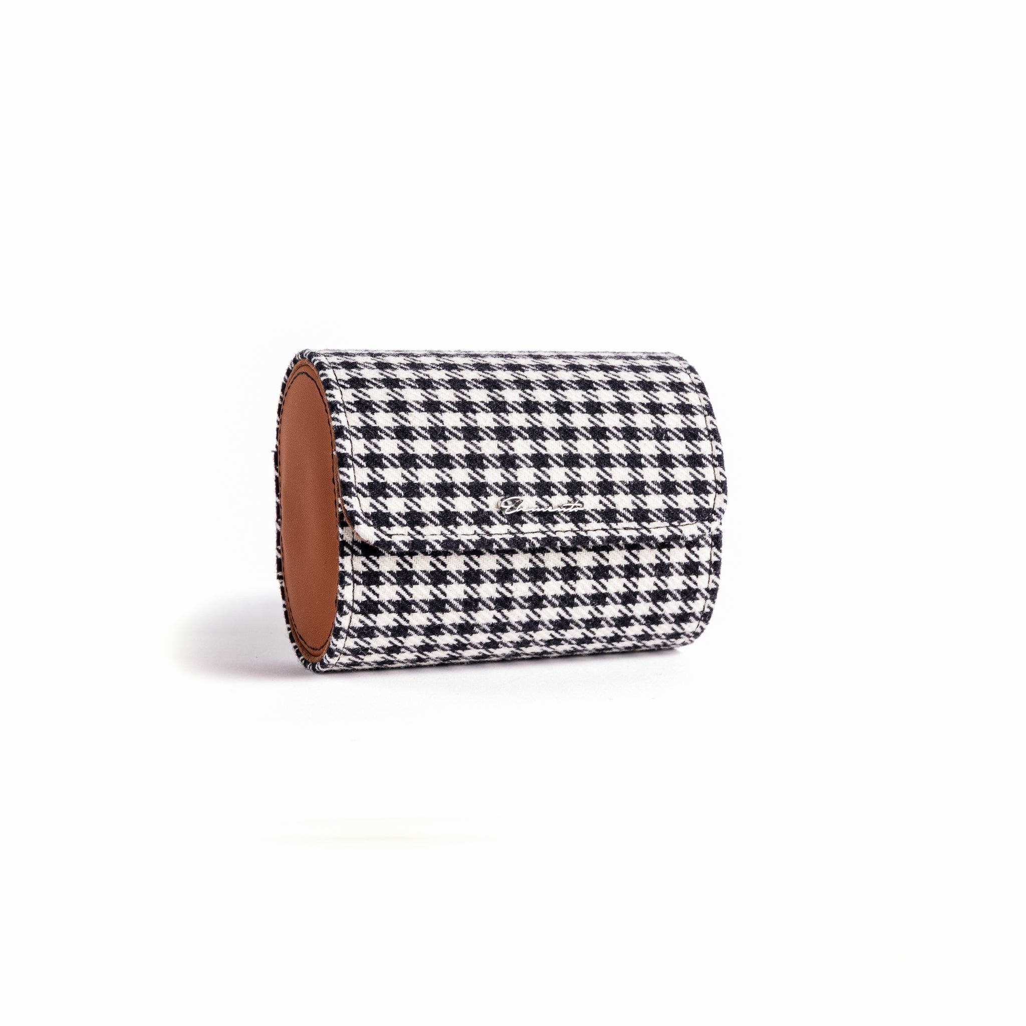 Single travel watch case in Houndstooth Pepita