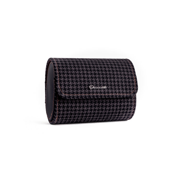 TRAVEL WATCH CASE — NERO PEPITA, 2 WATCHES
