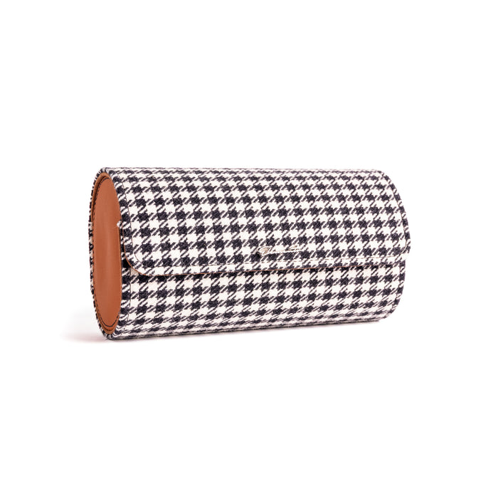 TRAVEL WATCH CASE — EUROPEAN HOUNDSTOOTH, 3 WATCHES