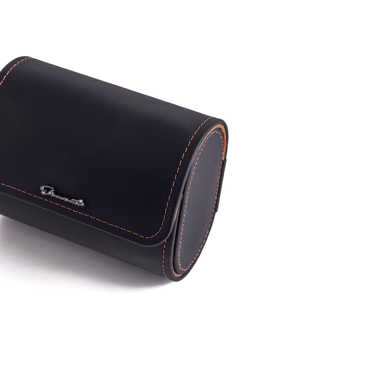 TRAVEL WATCH CASE — NERO NAPPA, 2 WATCHES