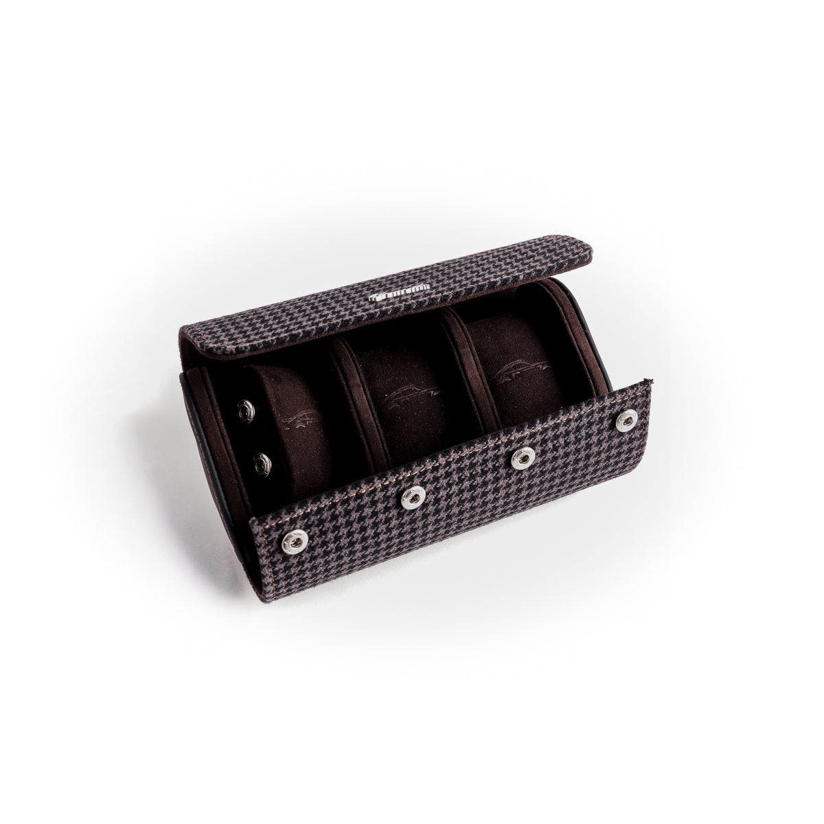 TRAVEL WATCH CASE — NERO PEPITA, 3 WATCHES