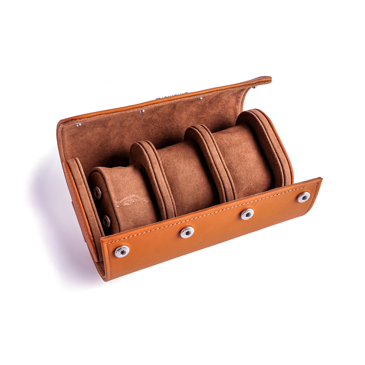 TRAVEL WATCH CASE — TAN NAPPA, 3 WATCHES