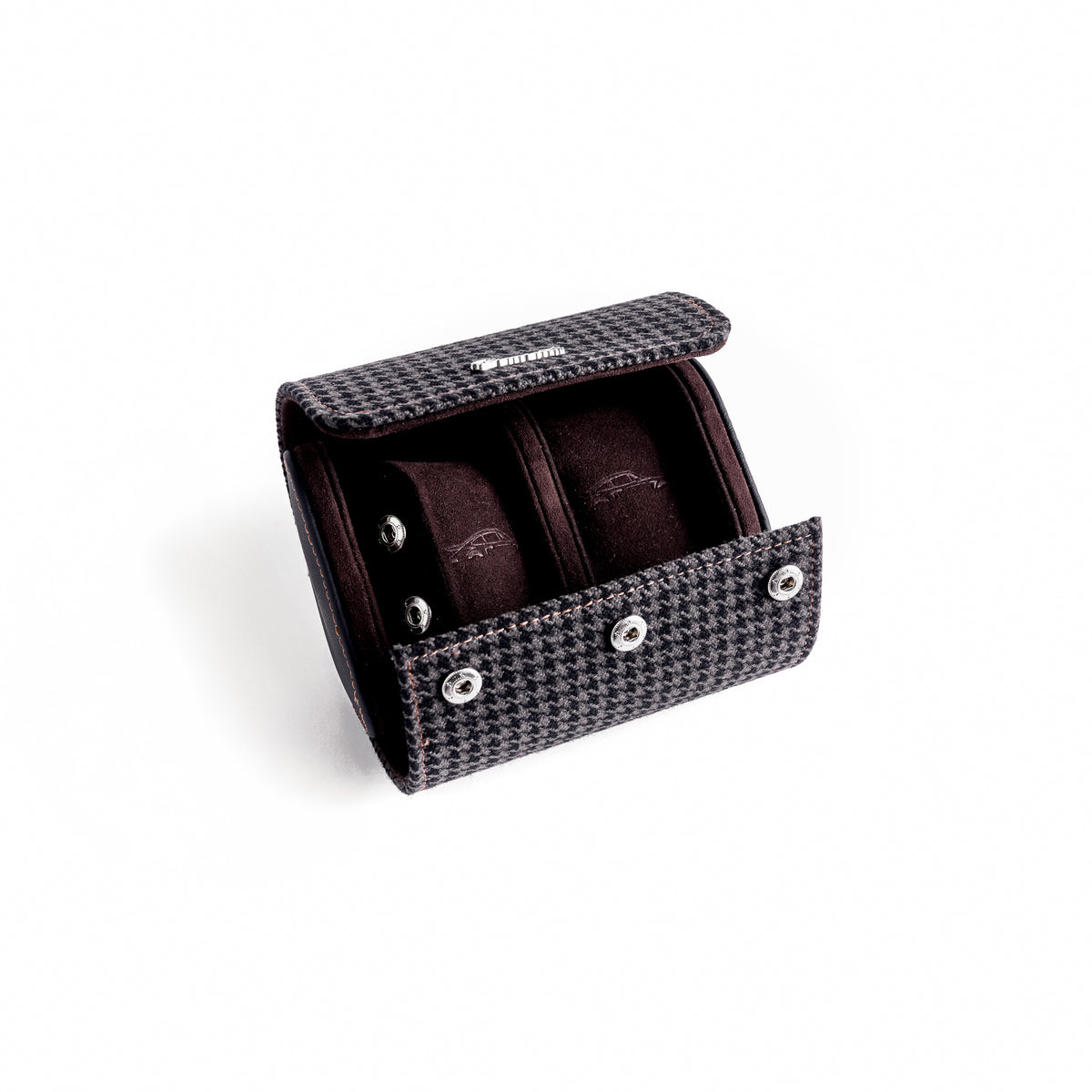 TRAVEL WATCH CASE — NERO PEPITA, 2 WATCHES