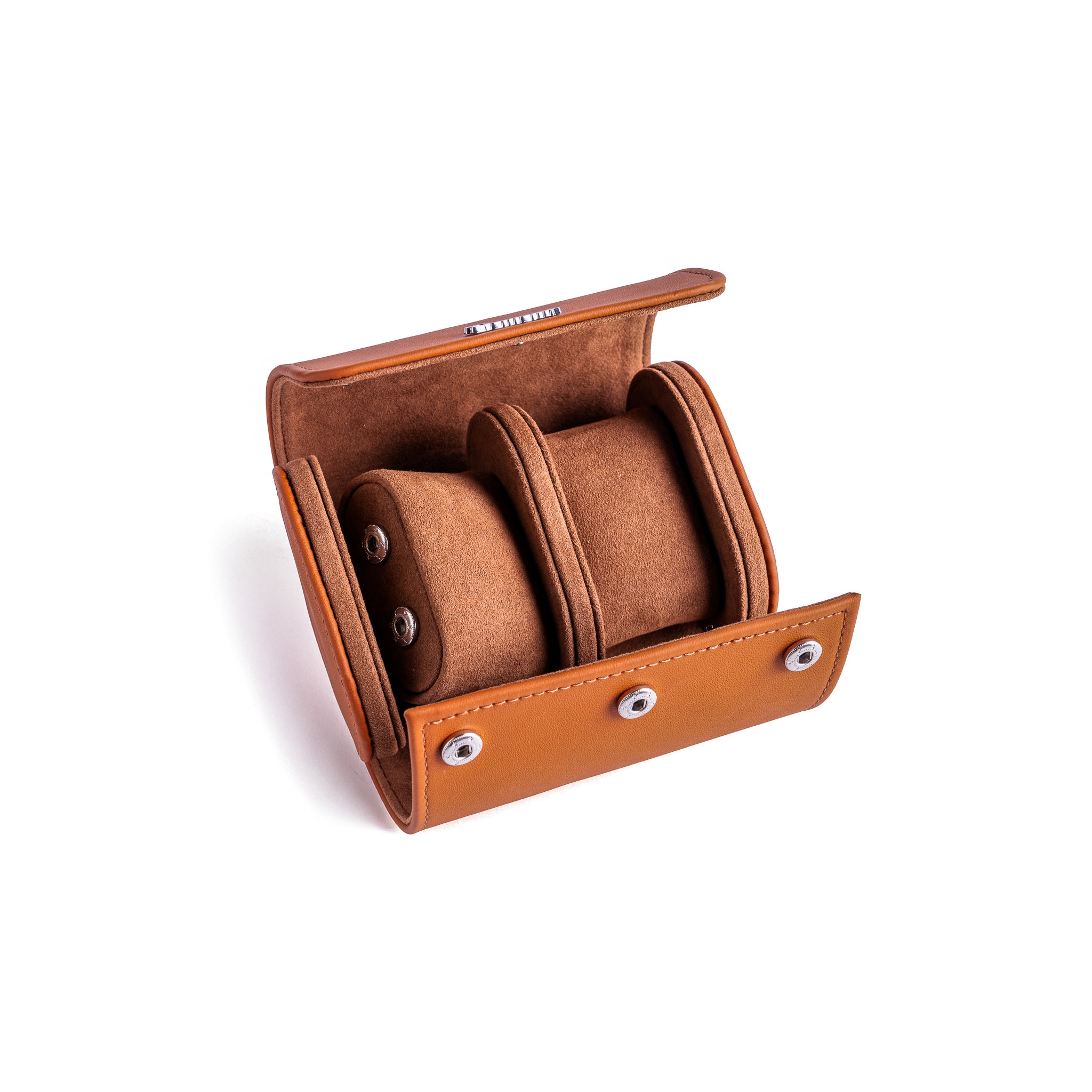 TRAVEL WATCH CASE — TAN NAPPA, 2 WATCHES