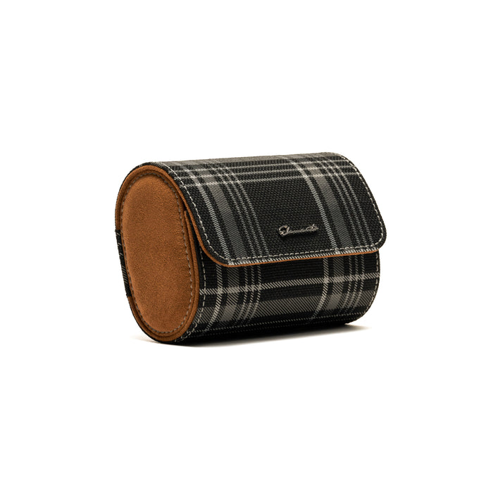 TRAVEL WATCH CASE — NERO PLAID, 2 WATCHES