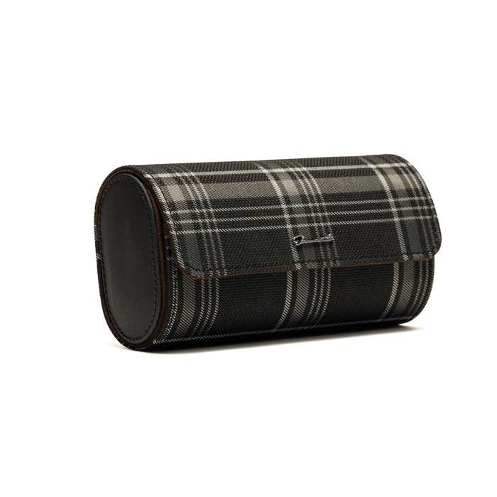 TRAVEL WATCH CASE — NERO PLAID, 3 WATCHES