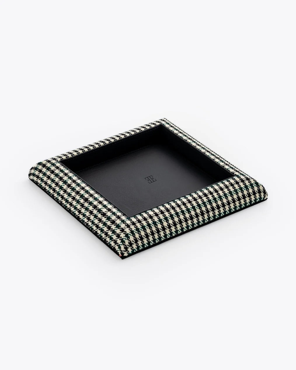 Valet tray in black and green Pepita
