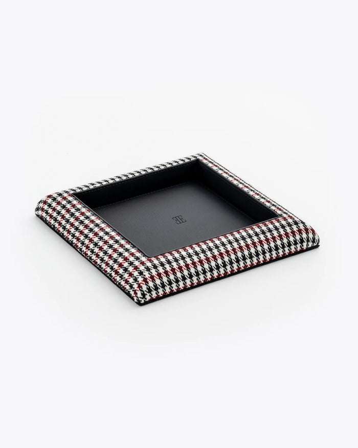 VALET TRAY — PEPITA BLACK & BURGUNDY