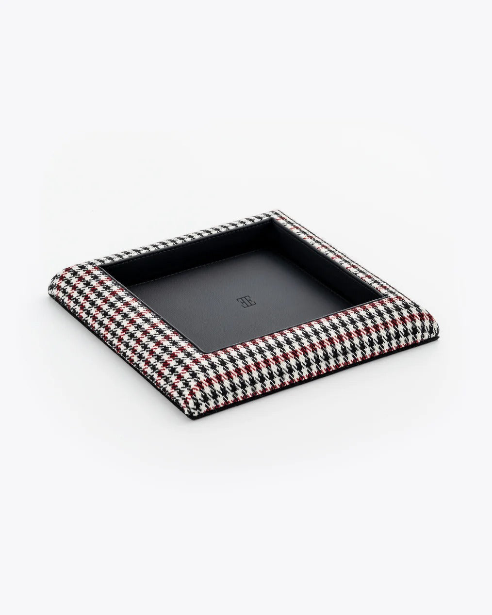 Valet tray in black and burgundy Pepita